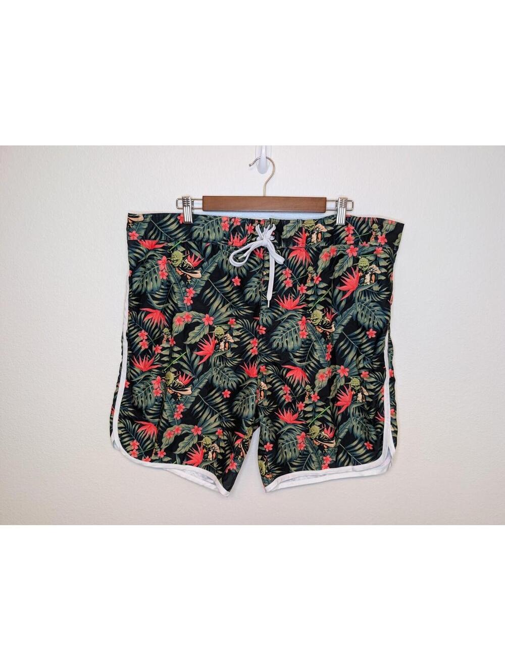 STAR WARS YODA TROPICAL PRINT SWIM TRUNKS Size 2XL